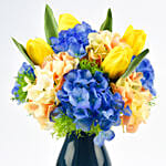 Artificial Flowers Arrangement of Tulips and Hydrangea