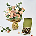 Cappuccino Roses Bouquet and Premium Chocolate Box