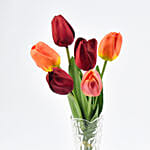 Orange and Red Artificial Tulips