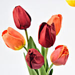Orange and Red Artificial Tulips