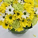 Chrysanthemums And Carnations In Fish Bowl