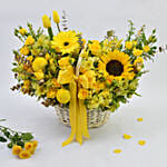 Graceful Yellows Basket Arrangement