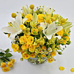 Roses and Peruvian Lilies in Fish Bowl