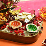 Kaju Katli Cashews and Diyas Gift Tray