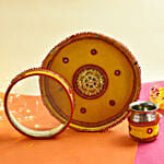 Thread Embroidery Orange Thali Set