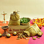 Dry Fruit Candle Rochers n Plant Diwali Hamper