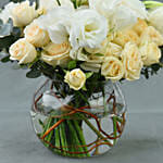 Spray Roses with White Lisianthus in Fish Bowl