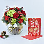 Christmas Sparkles Flower Arrangement and Greeting Card