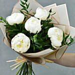 Elegant 5 White Peonies Bouquet