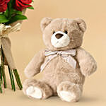 Valentines 12 Roses Bouquet And Teddy