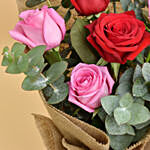 3 Pink 3 Red Roses Valentine Bouquet