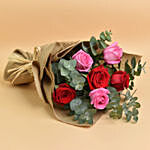 3 Pink 3 Red Roses Valentine Bouquet