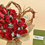 Heart and Roses Bouquet and Chocolates