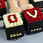هدية عيد الحب - تيدي بير كبير مع 4 بوكس ورد