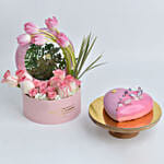 Tulips and Roses Box And Cake