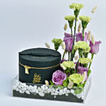 Premium Tea in Leather Box with Flowers