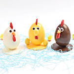Easter Special Milk And Chocolate Hen Shape Egg Trio