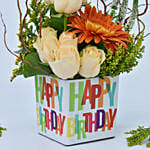 Gerbera and Roses Birthday Vase