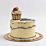 Chocolate 2D Cup Cake On Cake