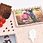 Red Velvet Photo Collage Square Cake