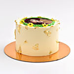 Sun Flower Photo Cake With Golden Leaves Chocolate
