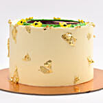 Sun Flower Photo Cake With Golden Leaves Chocolate