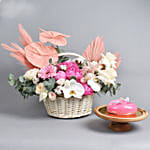 Charming Love Flower Basket Arrangement With Cake