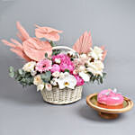 Charming Love Flower Basket Arrangement With Cake