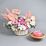 Charming Love Flower Basket Arrangement With Cake