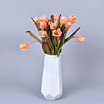 Premium Salmon Parrot Tulip in Vase Arrangement