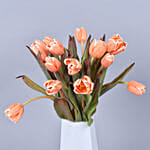 Premium Salmon Parrot Tulip in Vase Arrangement