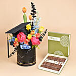 Graduation Hat Box Flowers with Chocolates