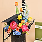 Graduation Hat Box Flowers with Chocolates