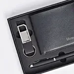 Leather Pen Keychain Wallet Gift Set