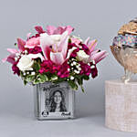 Personalised Vase Birthday Flower With Chocolate