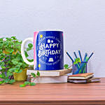 كوب سيراميك واحد مطبوع ومخصص لعيد ميلاد لون أزرق مع صورة