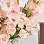 Galdiolus Flowers Arrangement and Belgian Chocolate