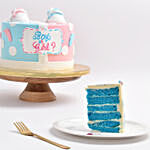 Wheels Or Heels Gender Reveal Cake With Blue Filling