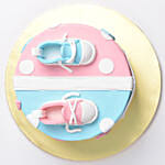 Wheels Or Heels Gender Reveal Cake With Blue Filling