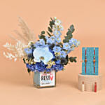 Best Brother Flowers Vase and Rakhi