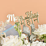 Mera Bhai Mahaan Flowers Bouquet With Chocolate and Rakhi