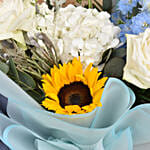 Mera Bhai Mahaan Flowers Bouquet With Chocolate and Rakhi