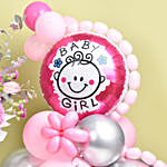 Baby Girl Balloons with Flowers Bouquet