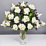 Beauty of White and Blue Flowers Vase