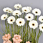 Gerberas and Cappuccino Roses Flower Tray