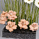 Gerberas and Cappuccino Roses Flower Tray