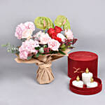 Lights of Sakina Premium Box with Flowers Bouquet