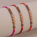 Sneh Gleaming Pearls Rakhi Set & Kaju Roll