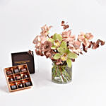 Cymbidium and Rose Flowers with Belgian Chocolates