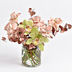 Cymbidium and Roses Flower Vase